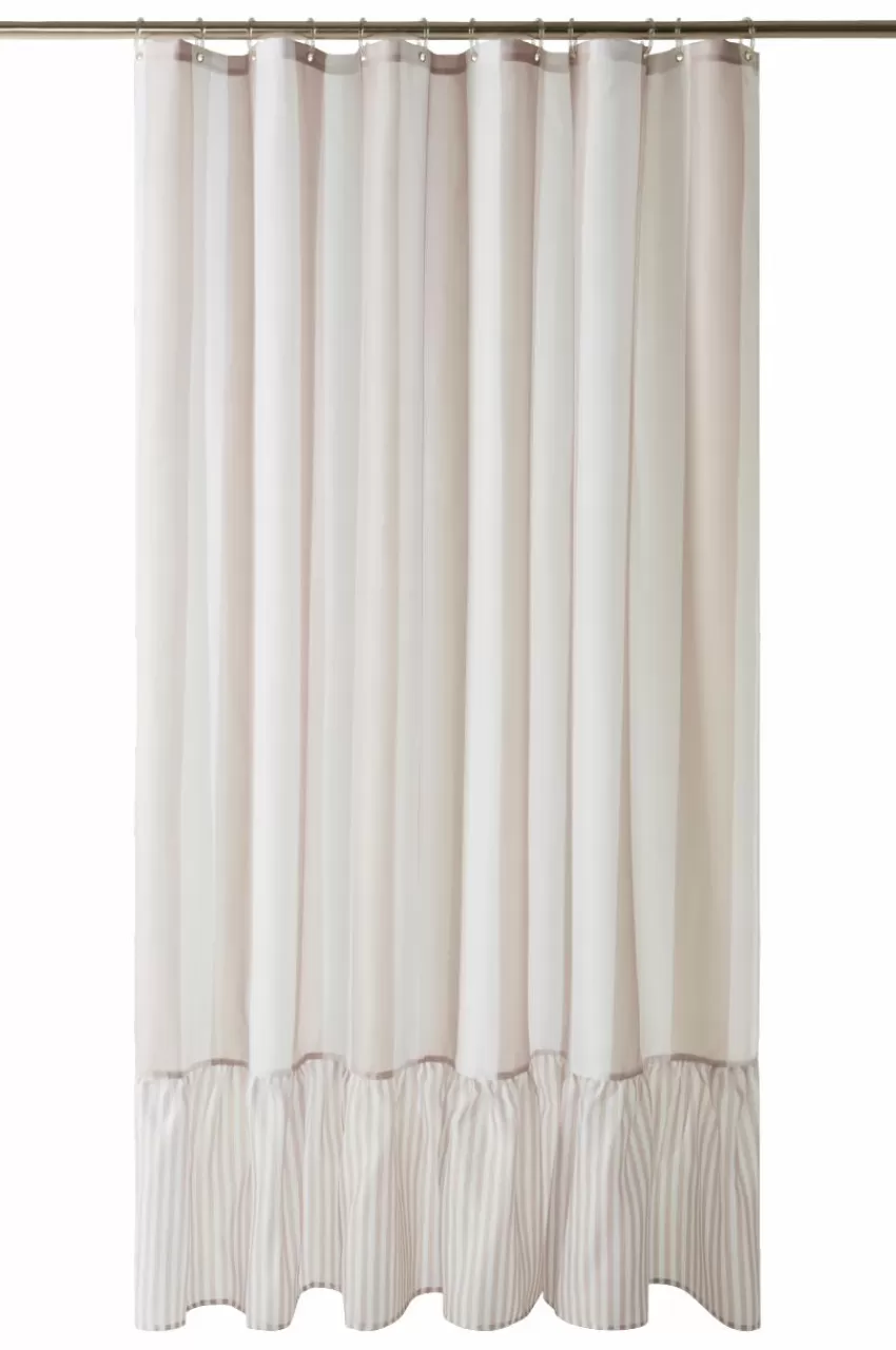Duschdraperier*Jotex ANDREA Duschdraperi Med Volang Ljusbeige/vit