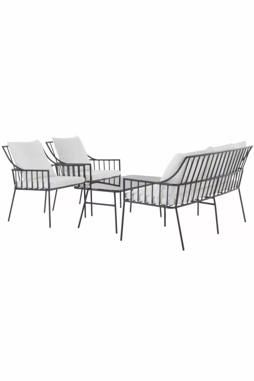 Loungemöbler | Utemöbler*Jotex BOLONIA Loungemöbel - 4 Delar Marinblå/vit dyna