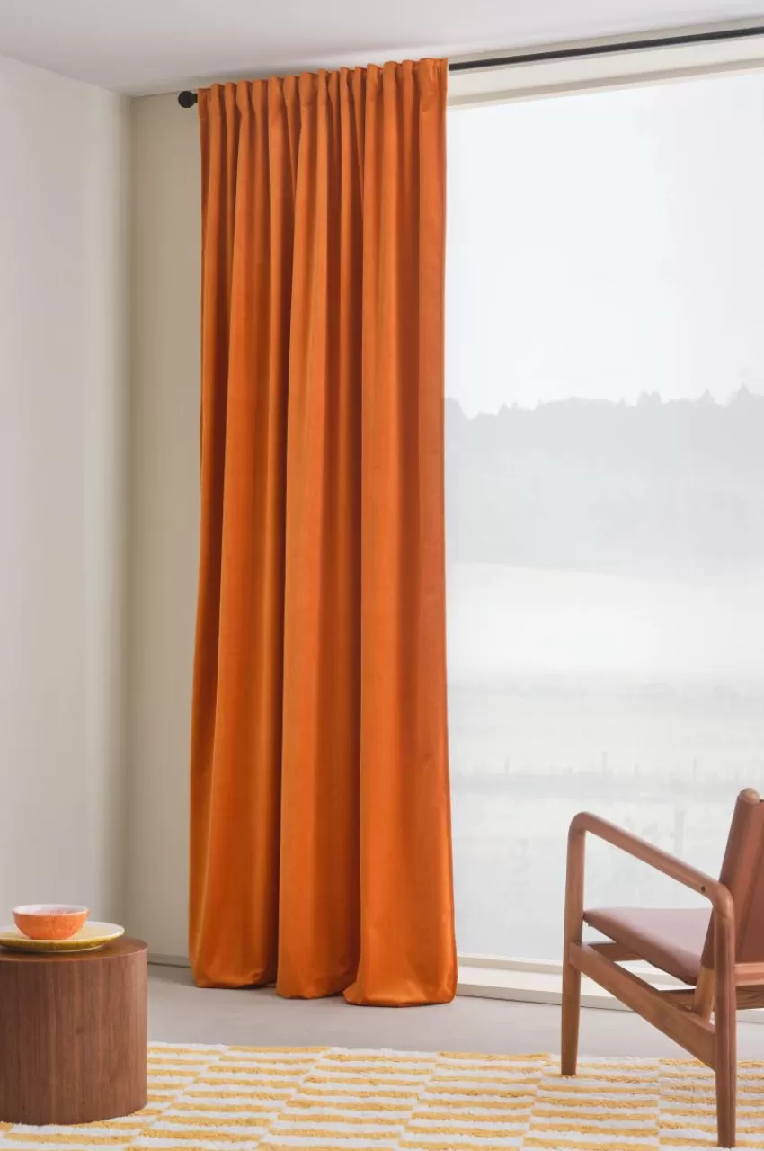 Sammetsgardiner | Multifunktionsgardiner*Jotex ELSIE Mörkläggningsgardin - 1 Längd Bränd orange