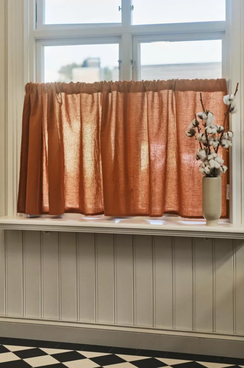 Gardinkappor | Linnegardiner*Jotex LINA Cafégardin Linnemix Brun