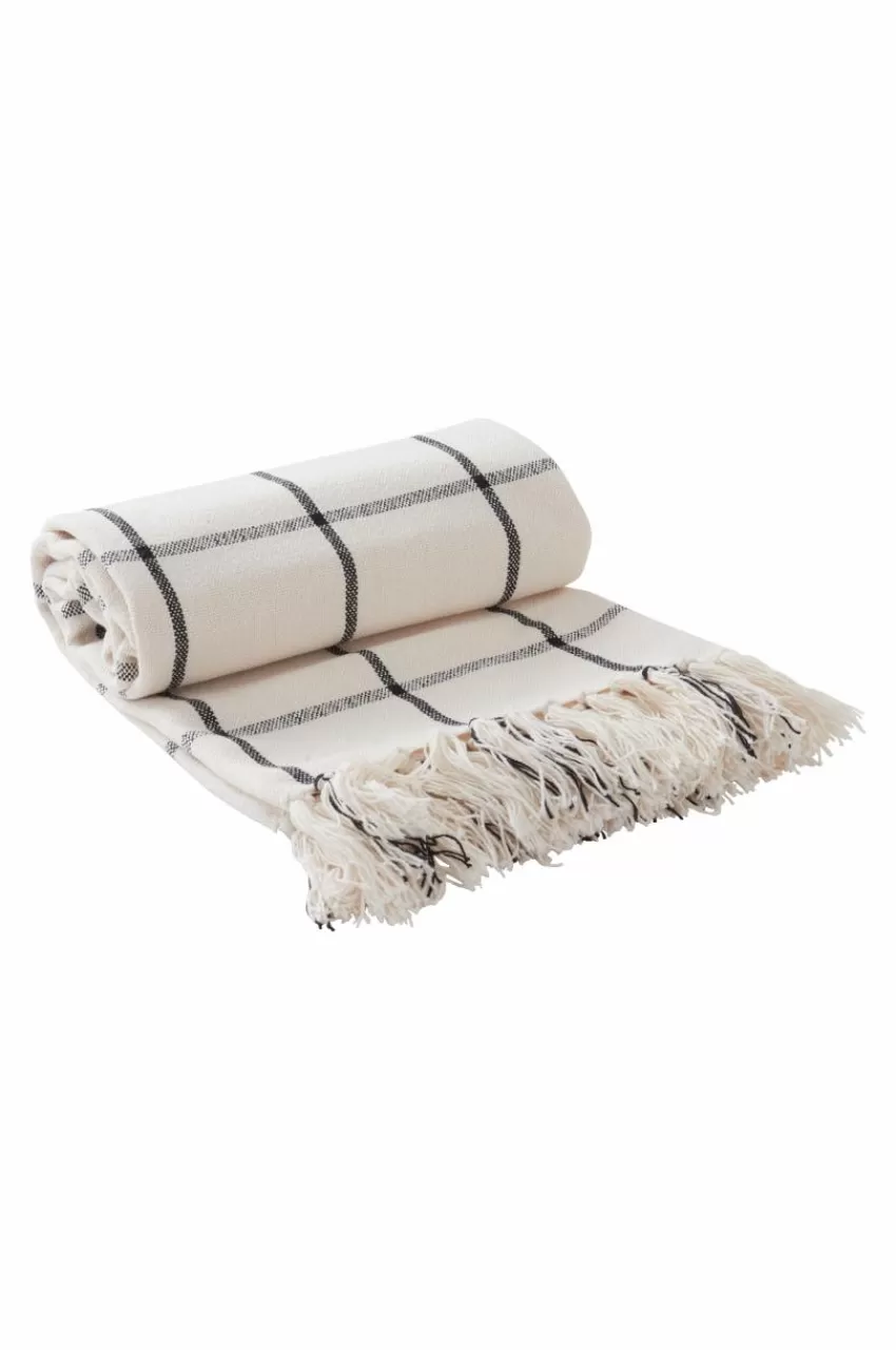 Plädar & Filtar*Jotex MYRA Pläd Naturvit/svart