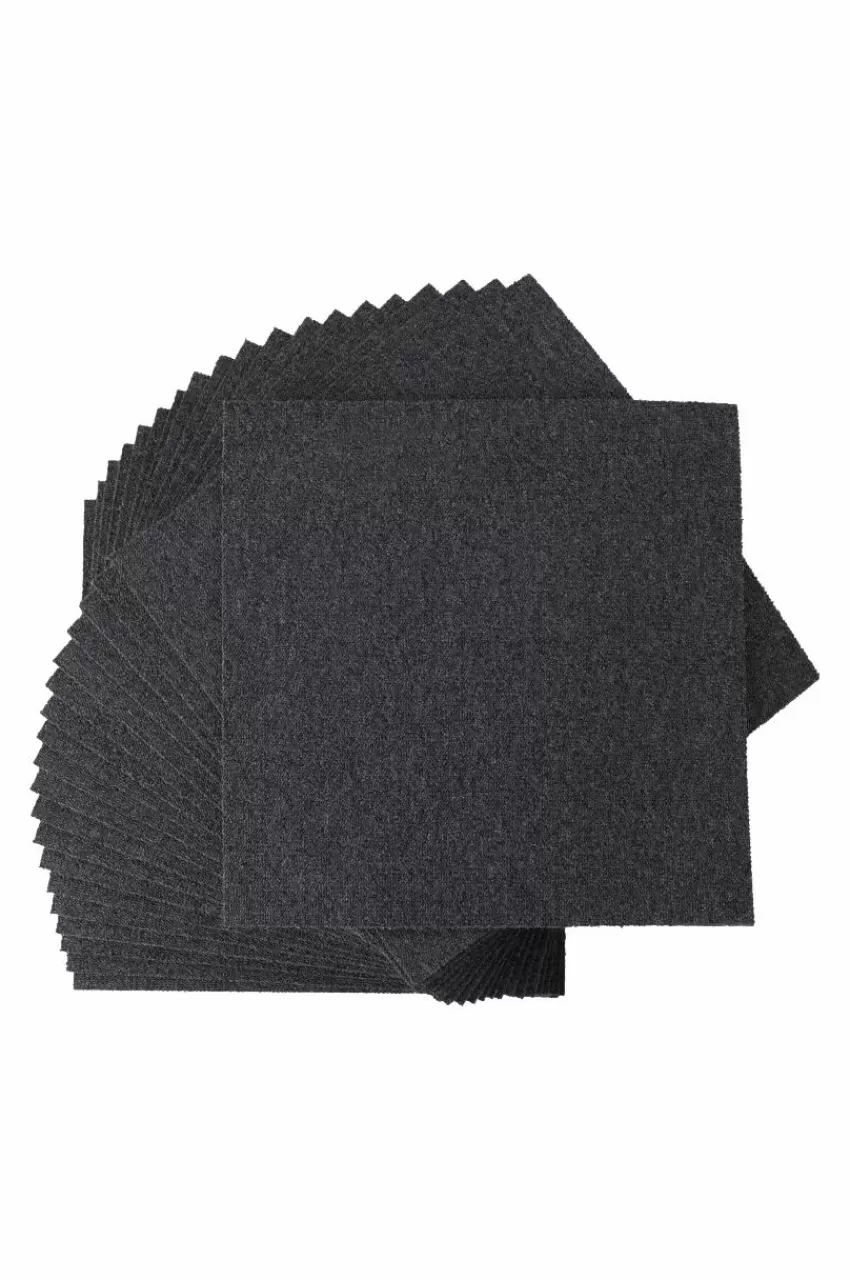 Trappstegsmattor | Dörrmattor*Jotex SIERRA TILE Textilplatta Heltäckningsmatta 20-pack Mörkgrå