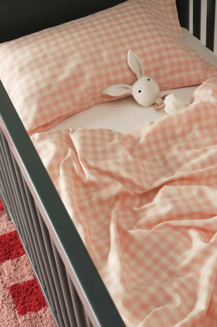 Barnsängkläder*Jotex VERMONT MINI Påslakanset Spjälsäng - Ekologisk Rosa/creme