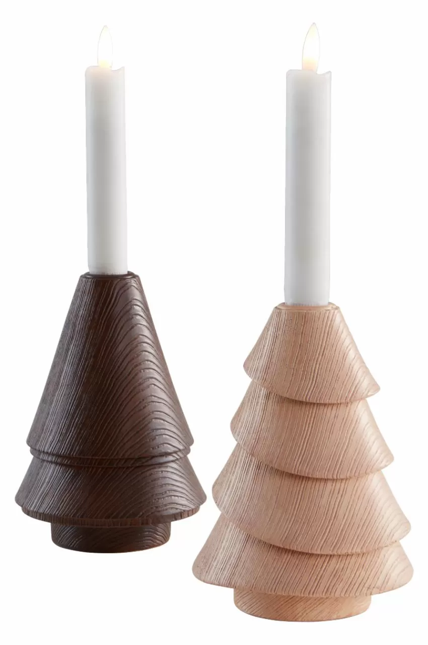 Julbelysning | Juldekoration*Jotex WOODY Ljustake 2-pack Ljusbrun/mörkbrun
