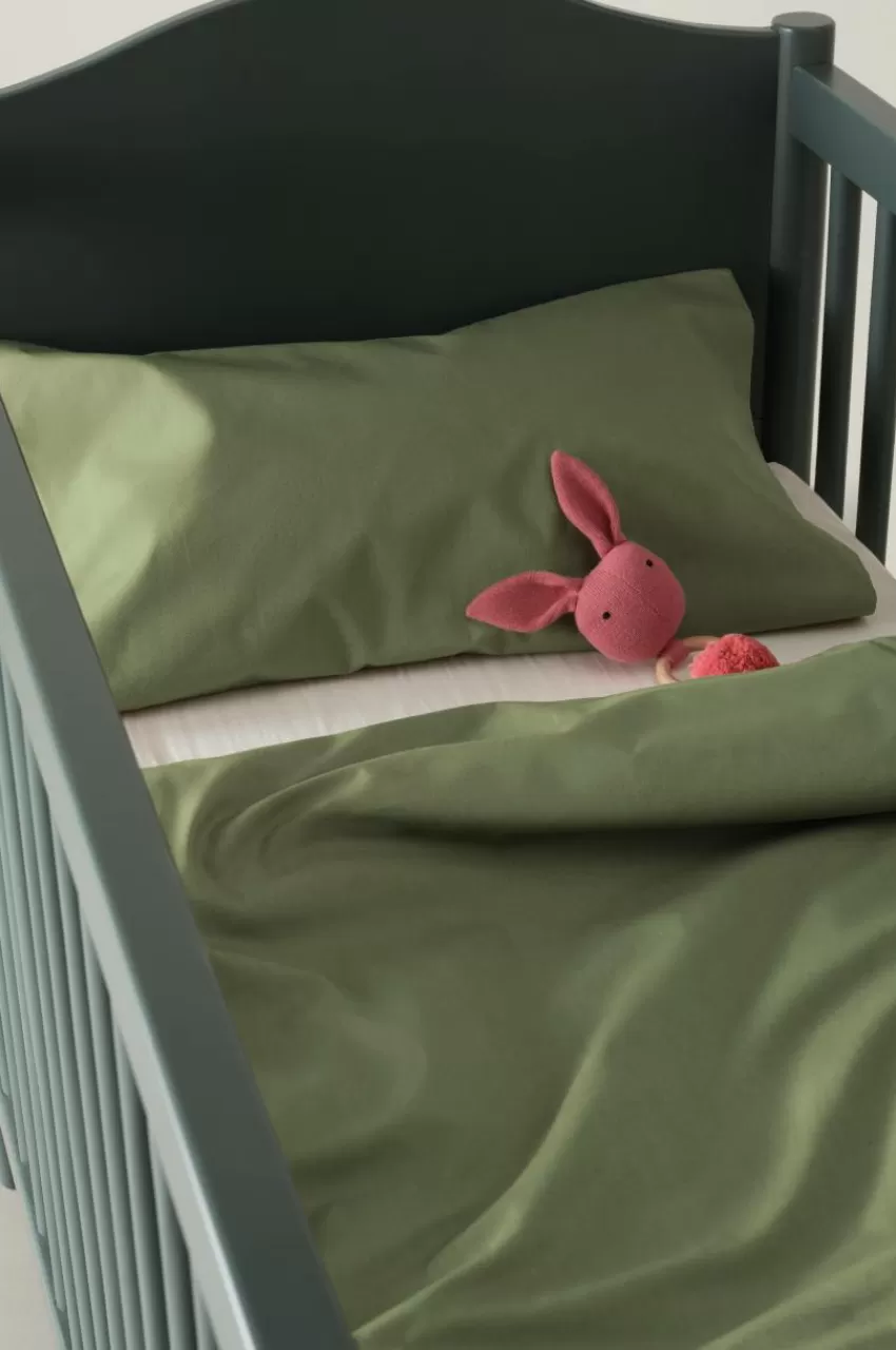 Barnsängkläder*Jotex ZACK PERCALE MINI Påslakanset Spjälsäng - Ekologisk Khaki